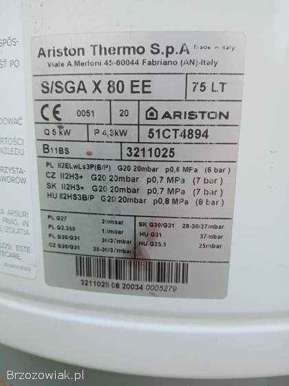 Podgrzewacz gazowy wody bojler terma piecyk Ariston 80l Jak nowy