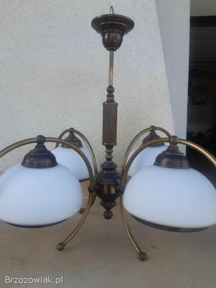 Lampa – żyrandol sufitowy z blachy mosiężnej – 4 klosze -  Sprzedam