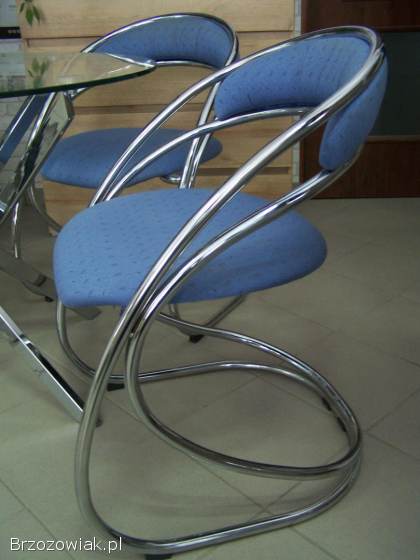 Stół okrągły AGIS + Krzesła chrom loftowe 4 szt