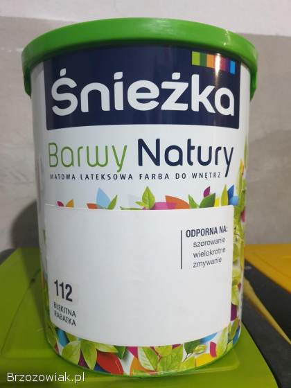 Sprzedam NOWĄ farbę ŚNIEŻKA Barwy Natury Błękitna rabatka 112.  Posiadam 2,  5L/5L